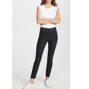 J. Brand Lillie High Rise Savannah Leopard Print Skinny Jeans Black